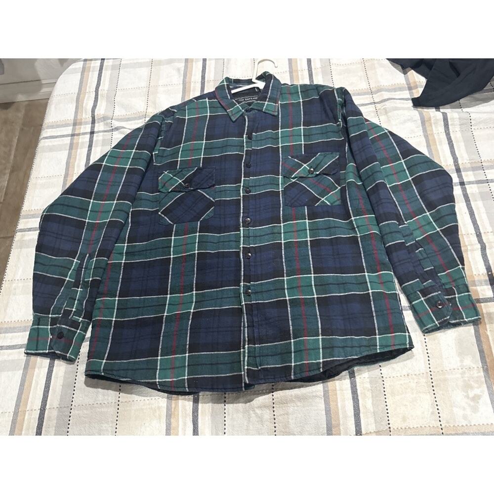 David Taylor Mens Plaid Thick Flannel Thermal Lined Long Sleeve Shacket Size L